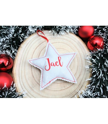 Decoración Navidad tela estrella árbol personalizada