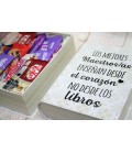Caja Tipo libro con frase profe personalizada con chocolates